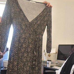 Pull&Bear Black and White Long Sleeve Dress